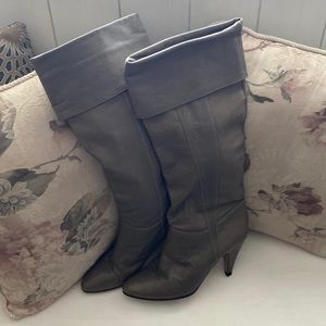 Nine West Leather Heel Tan Knee Boots Top 3 1/2” Cuff Women’s Size 8